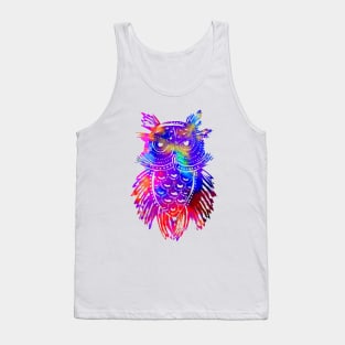 Rainbow Owl Tribal Tattoo Tank Top